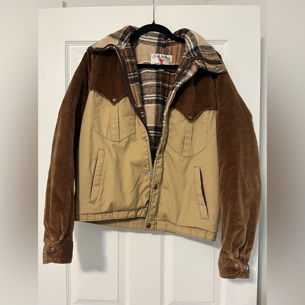Field & Stream Plaid Jacket with Tan and Brown Accents